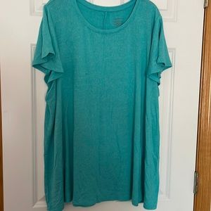 Turquoise heathered short sleeve swing tunic